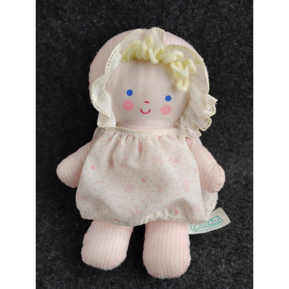 Vintage Bantam Pink Stuffed Plush Rattle Doll Cloth Toy